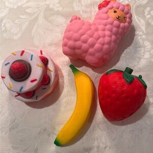 Pink Llama and Fruit Squishy Toy Set jumbo squishy Soft Rising